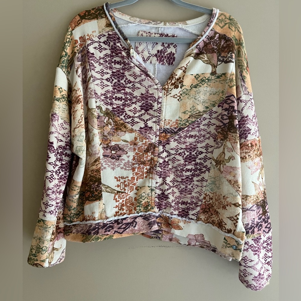 Anthropologie Pilcro 100% Cotton patchwork pullover Sweatshirt size small
